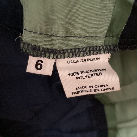 ULLA JOHNSON MaySha Striped Pleated Handkerchief Midi Dress Midnight Navy Size 6 - Picture 9 of 10